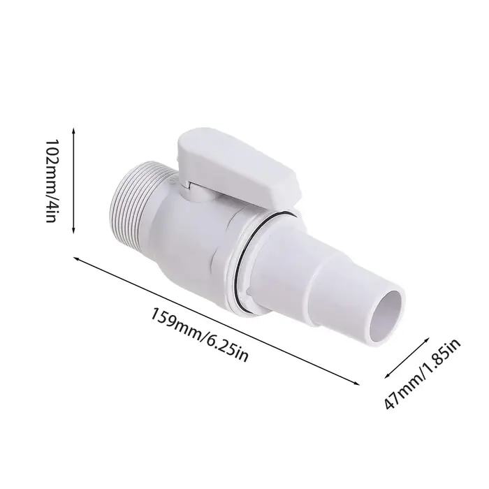 Vanne de pompe de piscine à bille 2 voies, 1.5-1,25 ", connecteur d'arrêt de filtre de piscine, pression nominale maximale de 50 PSI, accessoires de piscine