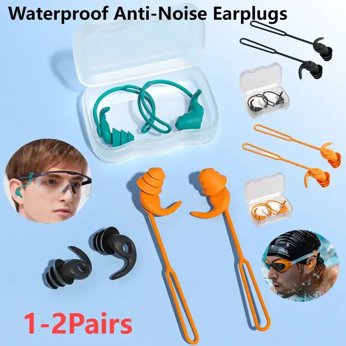 1 paire de bouchons d'oreille de natation en Silicone