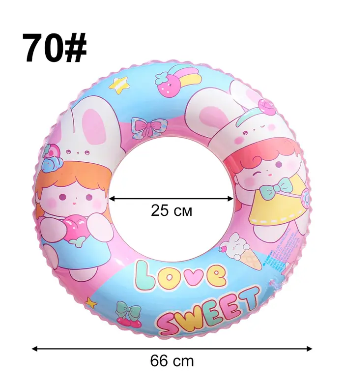 Bouée de bain gonflable mignonne à motif de dessin animé, flotteur de piscine transparent en PVC ave