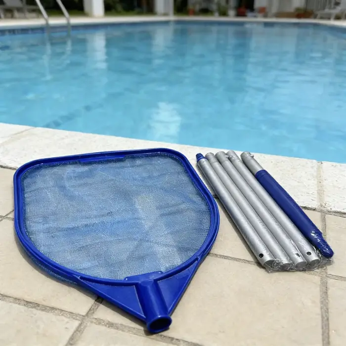 Épuisette à feuilles pour piscine avec 5 perches