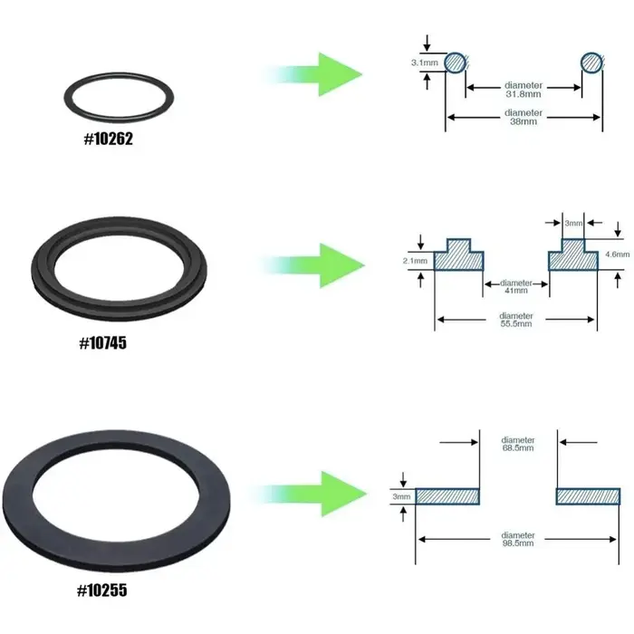Lot de 6 joints en caoutchouc noirs (O-ring) 10745