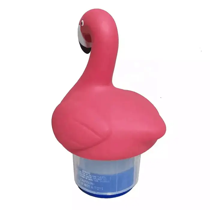 Flotteur au chlore solaire en forme de flamant rose avec lumière