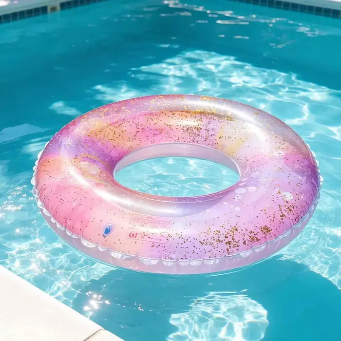1PC Bouée de natation gonflable en PVC rose scintillante pour piscine