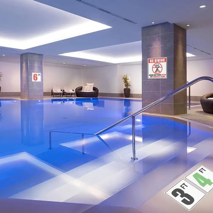 Autocollants d'avertissement de piscine d'eau peu profonde