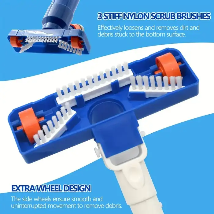 Kit de nettoyage de piscine avec perche télescopique à 4 sections