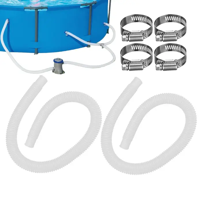 Tuyau de pompe à eau pour piscine ﻿ Tuyau de remplacement pour piscine hors sol avec colliers de fixation durables, pour l'entretien des piscines extérieures