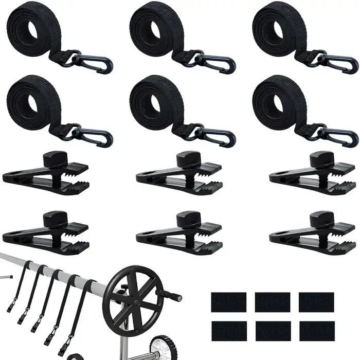 Kit d'attache robuste pour enrouleur de bâche solaire de piscine, 18/24 pièces, avec corde coupe-ven
