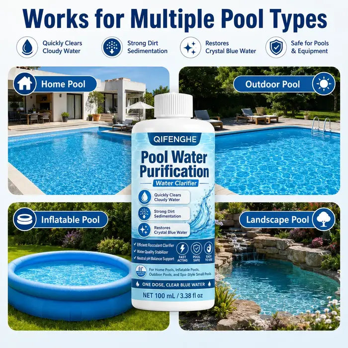 Clarifiant pour piscine pour eau boueuse, piscine domestique, piscine de jardin et piscine pour enfants