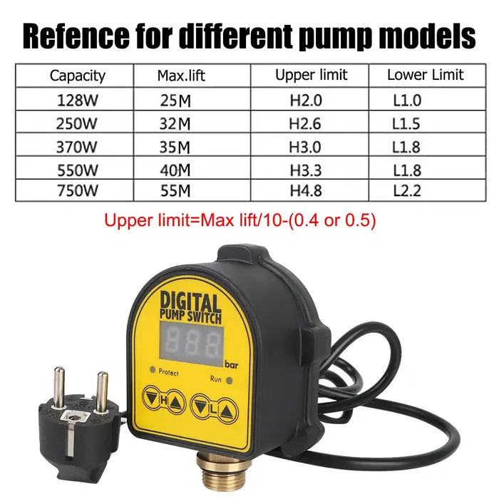 Pour pompe à eau marche/arrêt 220V numérique automatique