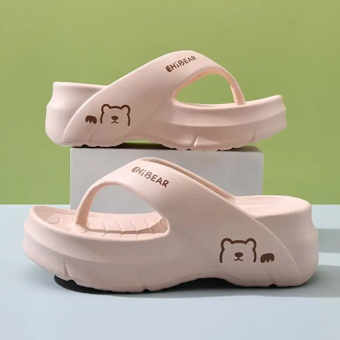 Tongs antidérapantes à semelle épaisse pour piscine, motif dessin animé, en EVA épaissi pour adulte,