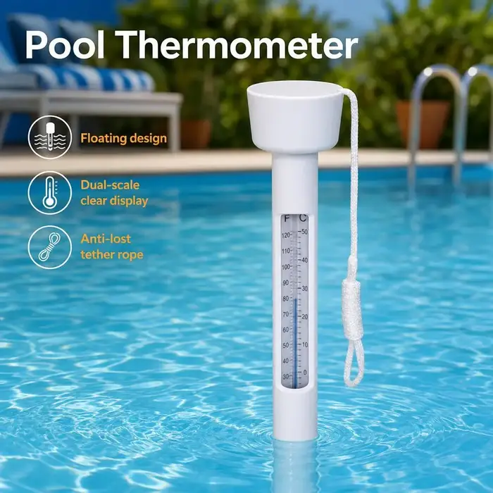 Thermomètre flottant pour piscine, outil de mesure de la température de l'eau en plastique robuste pour piscine, spa, bain à remous, Fahrenheit Celsius