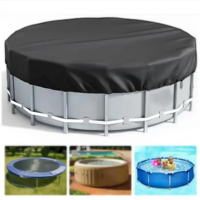 Couverture de piscine ronde noire en tissu Oxford durable