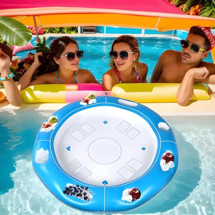 Table flottante pour piscine avec porte-boissons et cartes incluses, table de jeu de cartes flottante pour divertissement, piscine, spa, parc aquatique