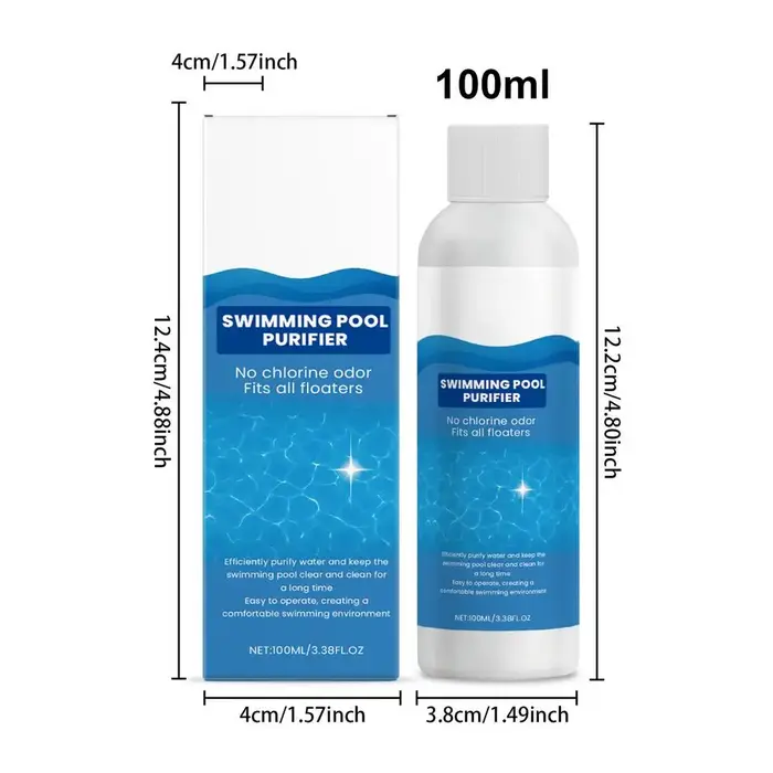 Clarifiant pour piscine 100 ml, solution de nettoyage à dissolution rapide pour une eau claire, pour