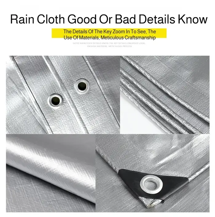 Bâche imperméable double épaisseur en PVC robuste avec revêtement argenté