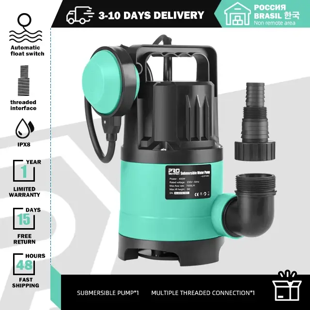 Pompe à eau Submersible 400W 7500L/H utilitaire thermoplastique électrique Portable transfert piscin