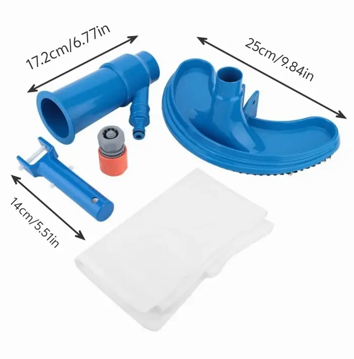 Aspirateur de piscine portable en forme de croissant bleu