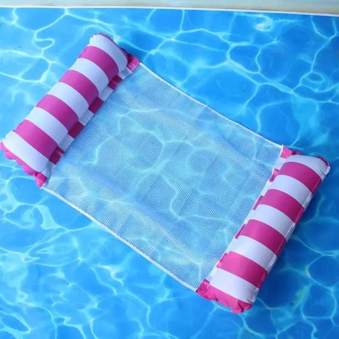 1 pièce Matelas flottant gonflable pliable en PVC à rayures pour piscine et fête aquatique