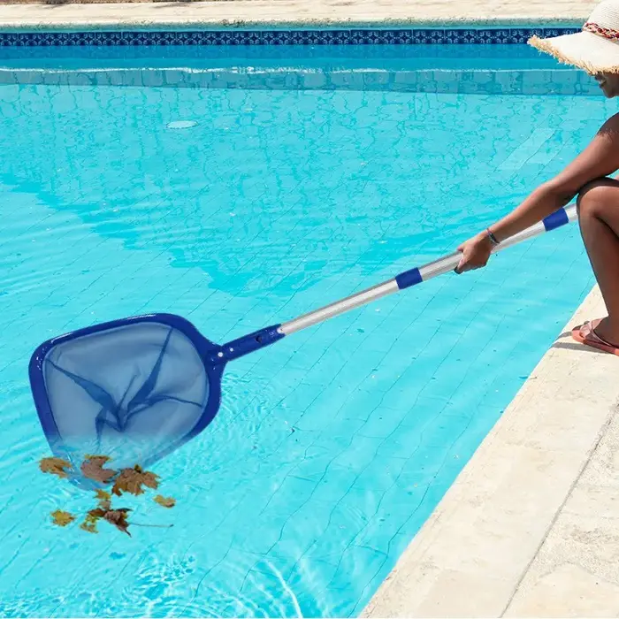 Swimming Pool Leaf Skimmer Fine Mesh Net 3 Section Telescopic Pole Deepwater Cleaner for Pond Leaves Debris Cleaning
