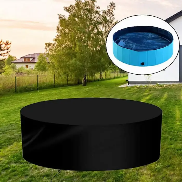 Couverture de piscine ronde pliable avec cordon de serrage