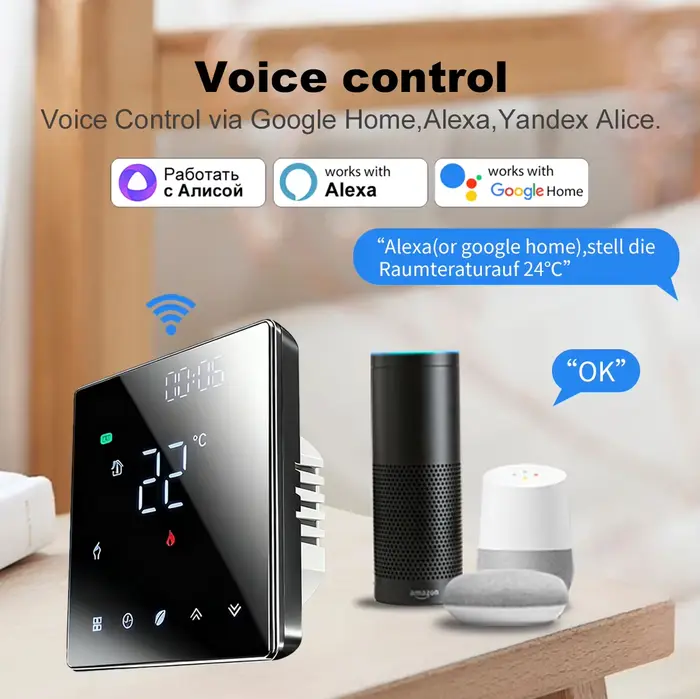 Thermostat intelligent WiFi MANHOT pour chauffage au sol (eau/électrique) et chaudière à gaz