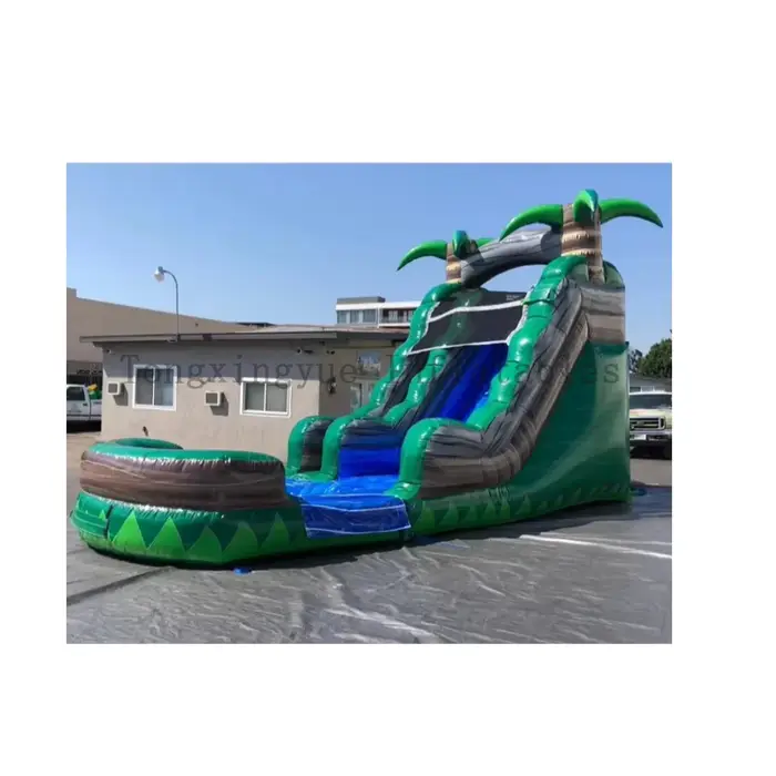 Toboggan aquatique de 18 pieds, toboggan aquatique gonflable commercial en forme de palmier pour enf