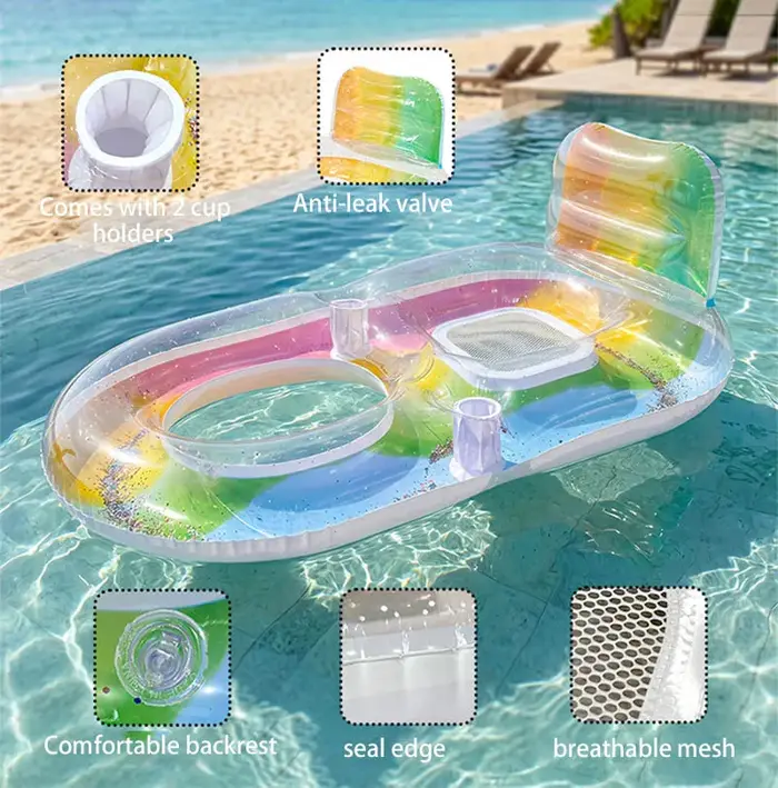 Canapé gonflable d'été pour piscine avec porte-gobelet