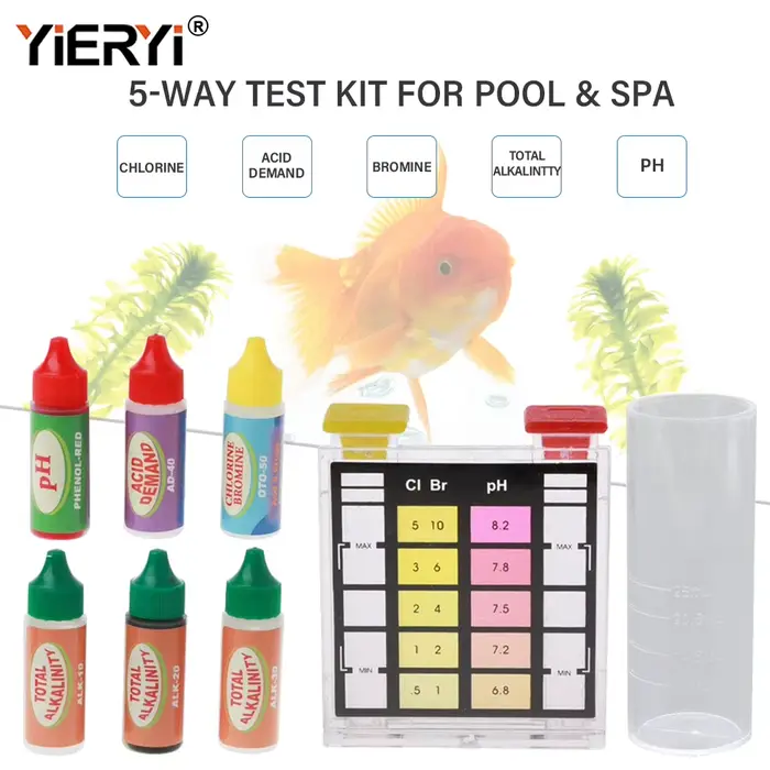 Yieryi-Kit de test de qualité de l'eau de piscine 5 en 1