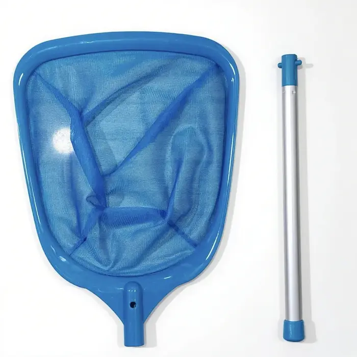 Filet d'écumoire de feuilles de piscine à poteau métallique, râteau Durable pour débris fins dans le