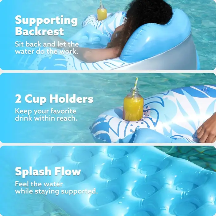 Fauteuil flottant gonflable pour piscine avec auvent pare-soleil