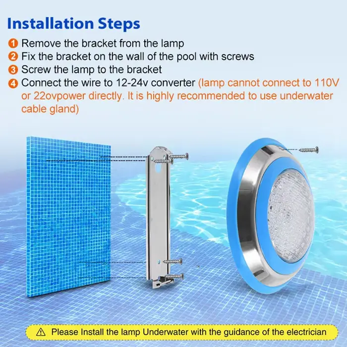 Lampes de piscine en acier inoxydable RGB 12V 12W 18W 25W 35W 45W