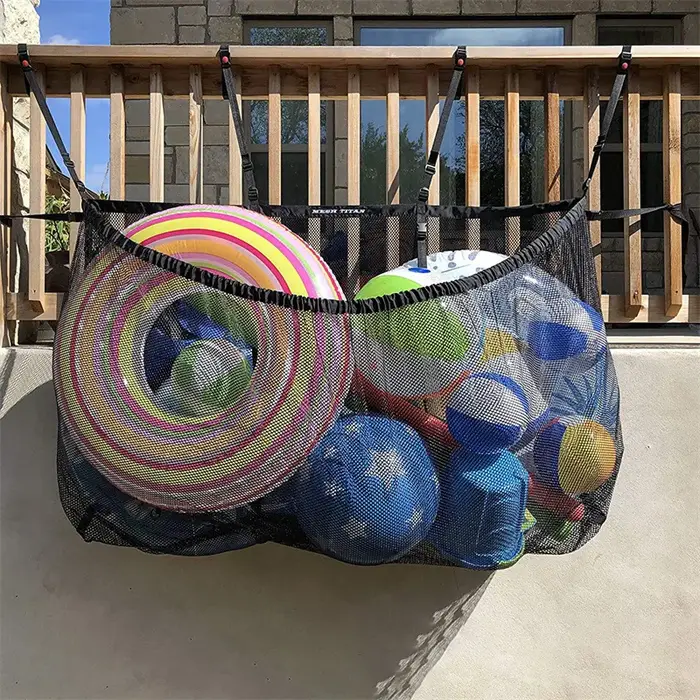 Grand sac de rangement suspendu en filet pour piscine - Organisateur