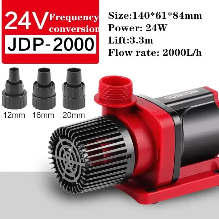 SUNSUN JDP Pompe submersible ultra silencieuse à fréquence variable DC 24 V avec contrôleur Pompe de