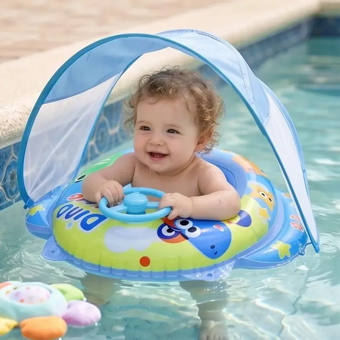 Bouée de natation gonflable avec siège pare-soleil pour enfants