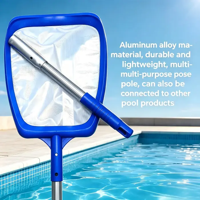 Épuisette de nettoyage de piscine en nylon dense avec manche en aluminium pour ramasser les feuilles
