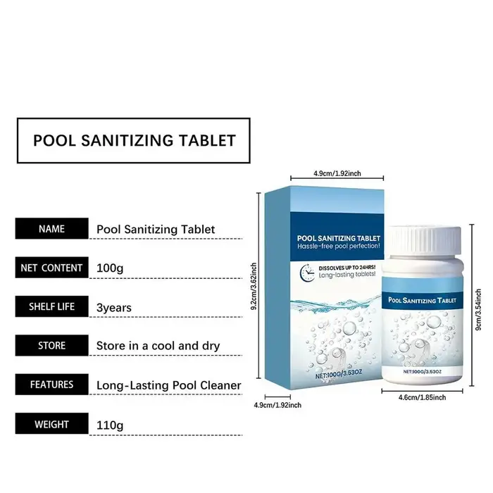Poudre nettoyante pour piscine, solution de décontamination, comprimés de chlore et de brome, compri