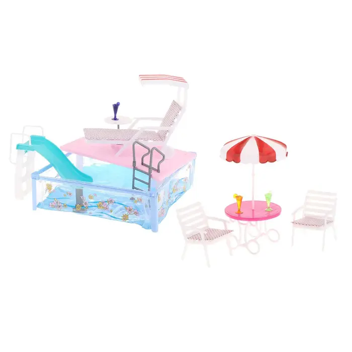 Ensemble de jeux de piscine avec toboggan, parasol de plage et chaise, cadeaux d'anniversaire, acces