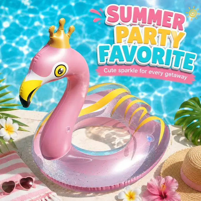 1 pièce Bouée gonflable Flamant rose/cygne avec couronne