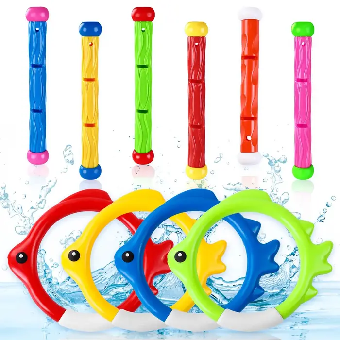Jouets de natation pour piscine, 10 pièces, entraînement sous-marin coloré, anneaux de plongée coula