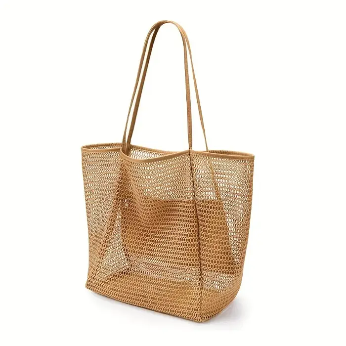 Sac de plage en maille pour femmes, grand sac de piscine avec fond résistant à l'eau, pour croisière