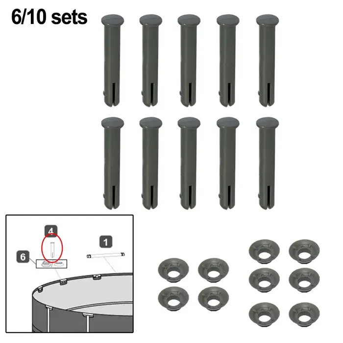 Jeu de broches et joints de remplacement de 60 mm de long pour piscines en acier ProforFor