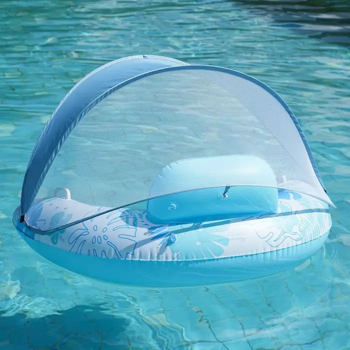 Chaise longue flottante en forme de U avec pare-soleil