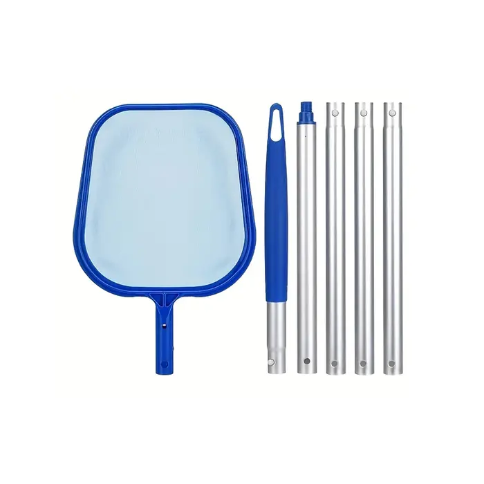 Épuisette à feuilles pour piscine avec manche en aluminium réglable en 5 sections, nettoyant à maill