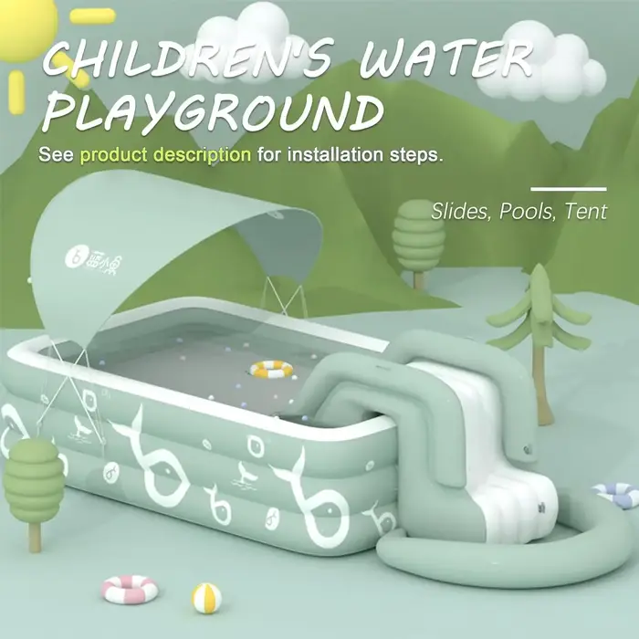 Piscine gonflable avec auvent et toboggan