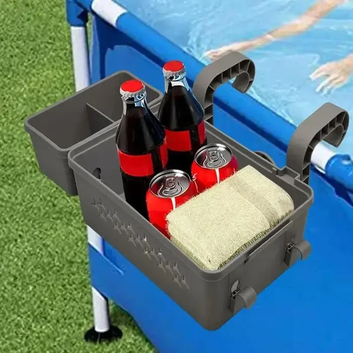 1 panier de rangement portable pour piscine avec porte-gobelet pour piscines hors sol, accessoires d