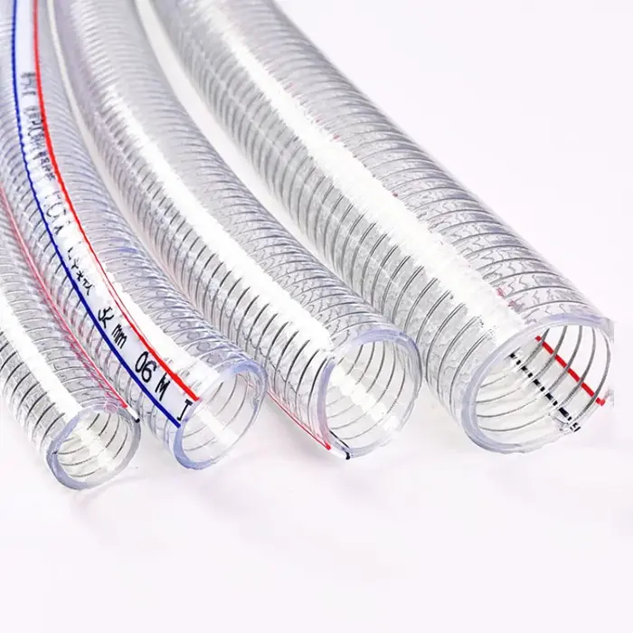 Tuyau en fil d'acier Transparent PVC ID 10mm 13mm 16mm 19mm22mm 25mm pompe à eau Tube Flexible