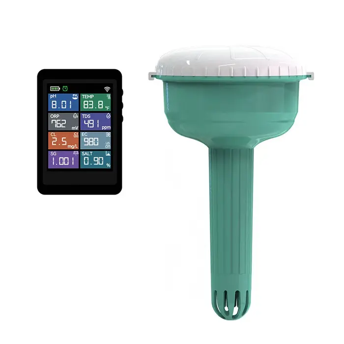 Moniteur de qualité de l'eau de piscine en ligne Tuya WiFi, testeur flottant intelligent 8-en-1 : pH