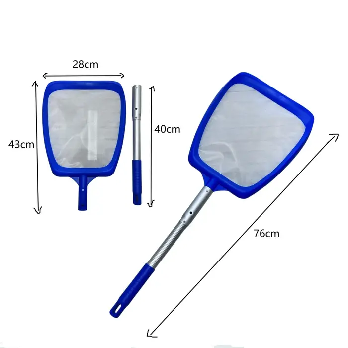 Épuisette de nettoyage de piscine en nylon dense avec manche en aluminium pour ramasser les feuilles