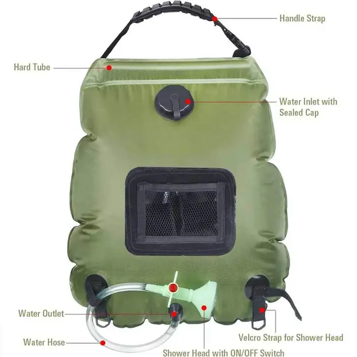 Sac de douche solaire 20L chauffage