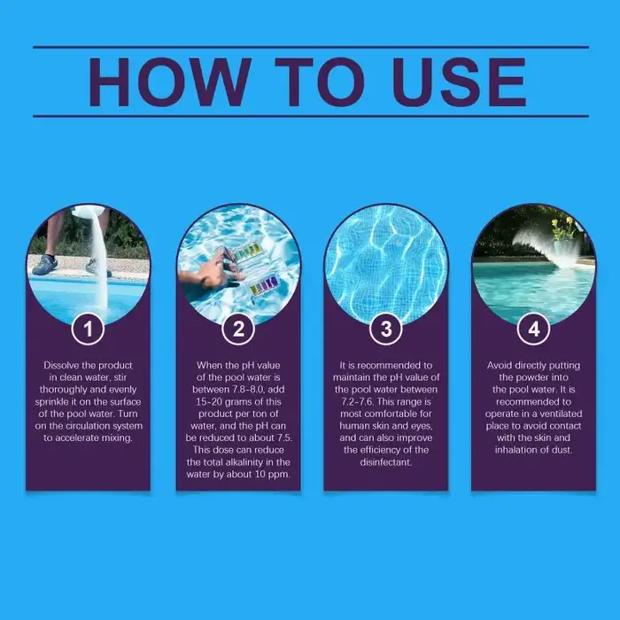 Réducteur de pH pour piscine, clarificateur d'eau, prévient les irritations cutanées, adapté à un us